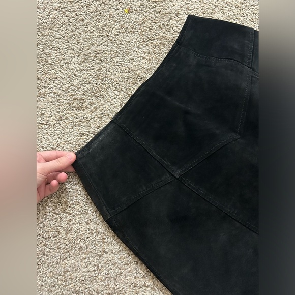 Vintage CHIA Suede Leather Black Pencil Skirt Business Size 10 Korea Zip Lined - Picture 5 of 7
